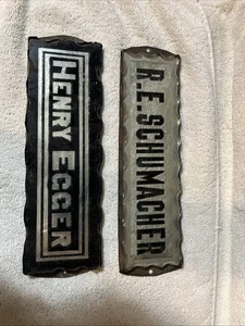 2 Targhetta Porta Targa Vintage Vetro Smerlato Nome Vetro Verniciato Retro Latta Porta - Foto 1 di 19