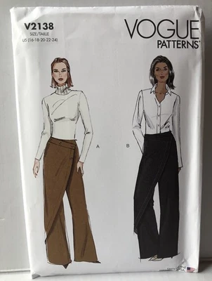 Vogue V2138 Misses Wrap Pants Sewing Pants. Sizes 16-18-20-22-24 New Uncut  - Image 1 of 2