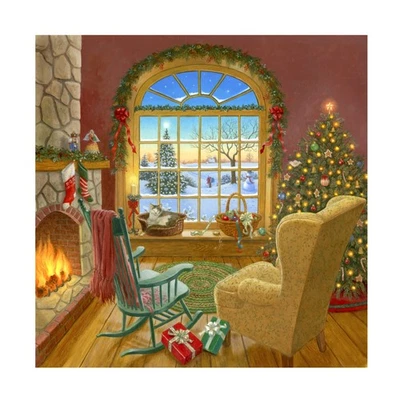 Cosy Christmas Cat Canvas Wall Art by Ruth Sanderson Seasonal Holiday Decor USA - Image 1 of 4