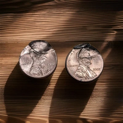 2 Coins Restruck Or Damaged  - Image 1 of 4