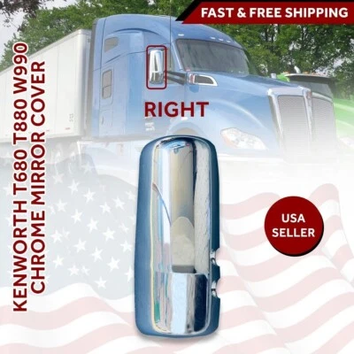 Cubierta cromada espejo retrovisor camión Kenworth T680 T880 T360 lado derecho del pasajero 2013 2018 Foto 1 de 4