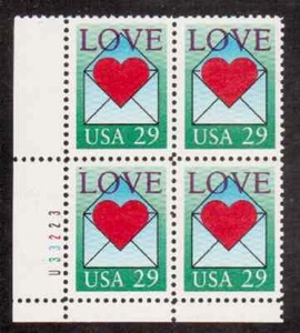 Scott #2618...29 Cent...LOVE...Plate Block - Picture 1 of 1
