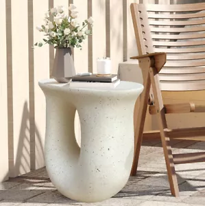 U-Shape Concrete Side Table Small Space End Table Coffee Table Plant Stand Decor - Picture 1 of 14