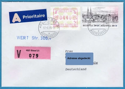 1995 Switzerland Suisse ATM stamps * BASLER TAUBE 95 * FDC insured letter 440Rp. - Image 1 of 4