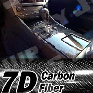 12x60'' Rollo De Vinilo Fibra De Carbono 7D Para Exterior Calificado Negro Kit - Picture 1 of 12