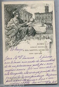 PAPA LEONE XIII Roma Vaticano Saint-Père ART NOUVEAU PC Viaggiata 1902 Giubileo - Imagen 1 de 1