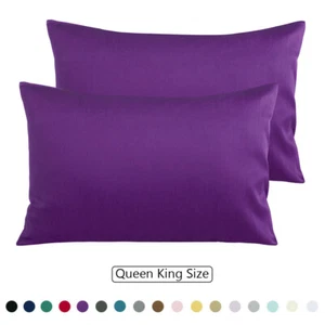 100% Cotton Pillowcases Pillow Case Set of 2 Breathable Toddler Queen King - Picture 1 of 112