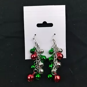 Christmas Holiday Festive JINGLE BELLS Colorful Dangle Earrings Pierced NEW - Picture 1 of 5