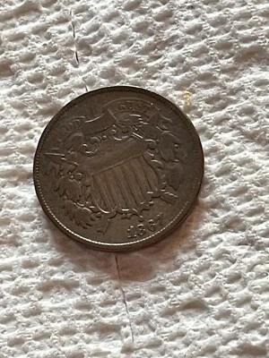 1867 Two Cent Piece 2C Ungraded Post Civil War Date US Copper Coin  - Image 1 of 2