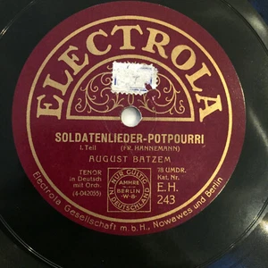 AUGUST BATZEM: Soldatenlieder-Potpourri (Electrola EH 243 / 12" / NM) - Bild 1 von 2