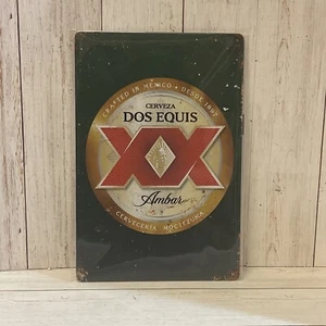 CERVEZA DOS EQUIS XX BEER METAL SIGN Amber BAR GARAGE MAN CAVE Mexico 1897 - Picture 1 of 1