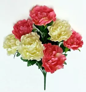 Pink & Cream Peony 20" Bush Silk Flower Home Wedding In/Outdoor General Decor US - Picture 1 of 3