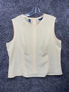 Karen Scott Blouse Women's XL Light Yellow 100% Polyester Round Neck Button Back - Picture 1 of 16