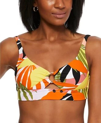 Bar III ESF15222 Womens Swimwear Ring Bikini Top Medium Floral Orange M - Image 1 of 2
