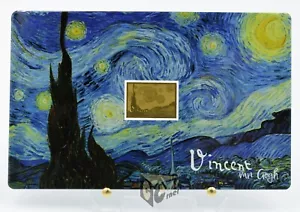 Barra de monedas de oro Starry Night Vincent Van Gogh 1/1000 OZ 999 3000 francos Chad - Imagen 1 de 3