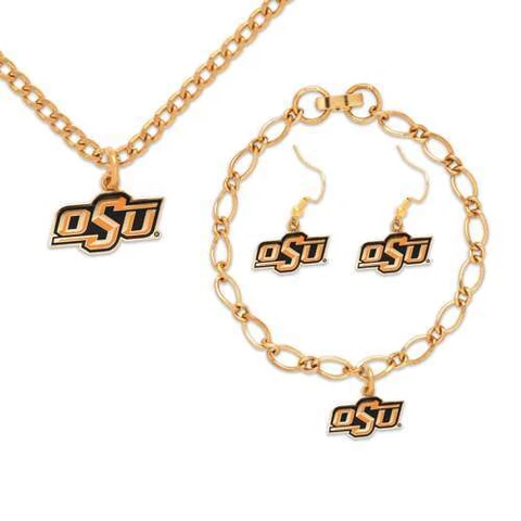 Oklahoma State Cowboys Jewelry Set - Earrings Bracelet and Necklace Cover