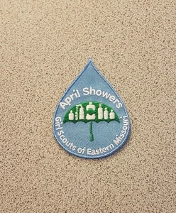 Girl Scouts GSEM April Showers "Showering the Community" Raindrop Patch - Picture 1 of 1