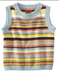 MISSONI Target SHELL Multicolor Striped Knit Sweater Vest Girl Small 6/7 - Picture 1 of 3