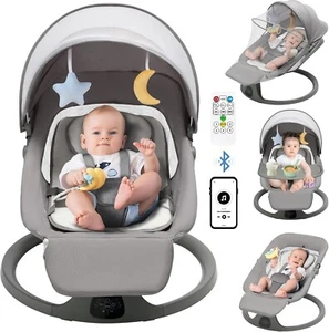 Babywippe, elektrische Babyschaukel, 0 bis 12 kg, mit Melodien,5-Punkt-Sicherhei - Bild 1 von 6