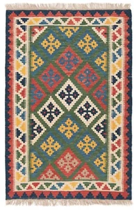 Kelim Tissés à la Main Tapis de Perse 123x83 cm-Neu,Orient,Kélim ,Tapis,,Vert - Picture 1 of 5