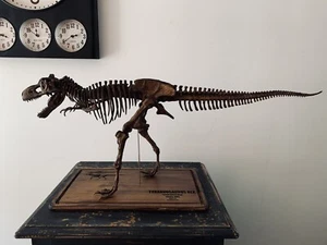 Dinosaure / squelette de Tyrannosaurus rex de 95 cm socle bois gravé laser - Foto 1 di 2