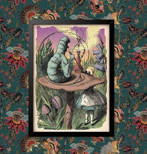 Vintage Alice in Wonderland caterpillar Nursary Wall Art Poster Print - Picture 1 of 3