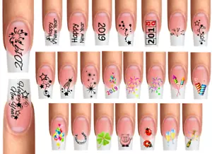 Wraps Nail Art Nail Tattoo NUEVO AÑO FELIZ AÑO NUEVO paquete mixto + brillo - Imagen 1 de 26