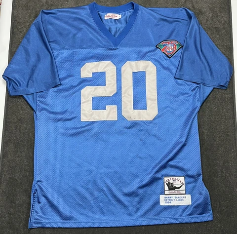 Barry Sanders Mitchell Ness Football Jersey Mens 52 75th Sewn *see description Cover