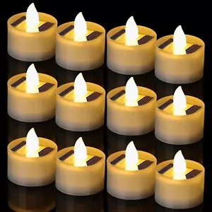 12/24PCS Solar Powered LED Flameless Flickering Candle Tea Light Lamp Waterproof - Picture 1 of 16