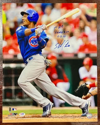 STARLIN CASTRO Signed 16X20 Photo CHICAGO CUBS 1st AB HR Inscription PSA COA - Image 1 of 3