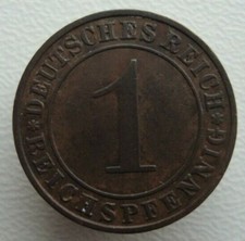 Germany Weimar Republic 1 Reichspfennig 1929 A Bronze Coin S10