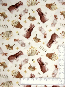 Bunny Rabbit Fabric By The Yard Floral You Are My Sunshine Cotton by Henry Glass - Picture 1 of 1