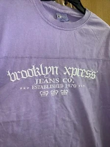Mens Vintage BROOKLYN  EXPRESS XL Purple  Embroidered Logo 90’s Hip Hop Shirt - Picture 1 of 4