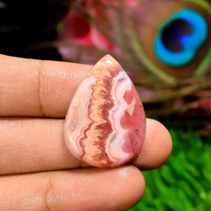 Natural Rhodochrosite Pear Shape Cabochon Loose Gemstone 30 Ct 29X21X4 mm CG-346 - Picture 1 of 4