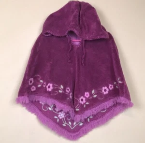 Pumpkin Patch Little Girls’ Floral Embroidered Terry Cloth Hooded Poncho Sz 4 - Picture 1 of 7