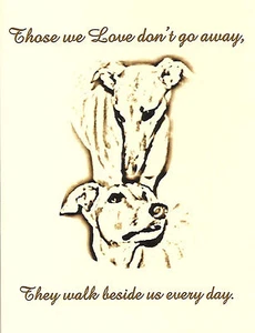Two Dogs Sympathy Cards with Envelopes - Greyhounds or Whippets, set of 4 - Picture 1 of 2
