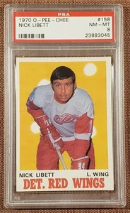 1970 O-Pee-Chee #158 Nick Libett Detroit Red Wings Hockey Card PSA 8 NM/MT - Bild 1 von 2