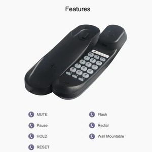 Sleek Black and White Wall Mounted Corded Telephone with Essential Features - Zdjęcie 1 z 5