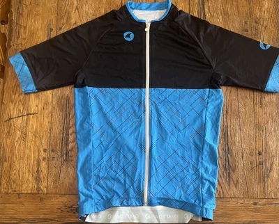 Camiseta deportiva de ciclismo Pactimo para hombre mediana azul, mangas negras cremallera completa serie Summit Foto 1 de 4