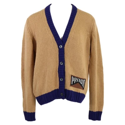 PRADA P25G51 S191 cashmere logo design knit cardigan 40 Beige / blue - Image 1 of 4