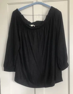 Whistles Linen Knit Jersey Black 3/4 Sleeve Blouson Top sz L 14 /16/18 New - Picture 1 of 6