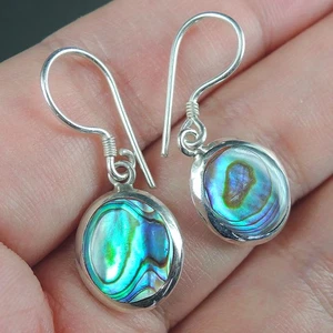 925 Sterling Silber ovale Form natürliche Paua Abalone Muschel Ohrringe, PAE-281 - Bild 1 von 6