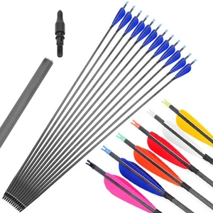 30" Pure Carbon Arrow Turkey Feather SP600 Archery Compound Recurve Bow Hunting - Picture 1 of 19