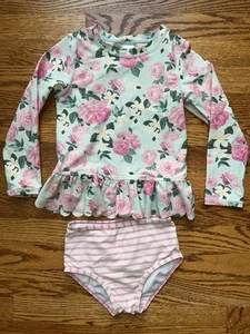 GUC Rufflebutts Ruffle Butts Swim Suit Size 5 Rash Guard Roses - Picture 1 of 3
