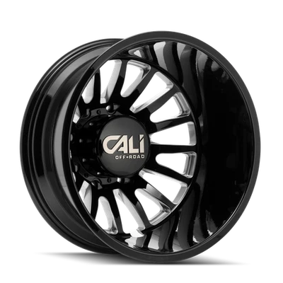20x8.25 Cali Off-Road Summit Gloss Black/Milled Dually Rear Wheel 8x6.5 (-192mm) - Image 1 of 4