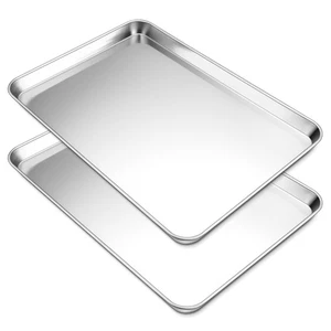 Juego de 2 bandejas para hornear grandes de 19,6 pulgadas, hoja para galletas de acero inoxidable, p... - Imagen 1 de 7