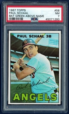 1967 Topps #58 Paul Schaal PSA 7 Green Bat Super Low Pop Foto 1 de 2
