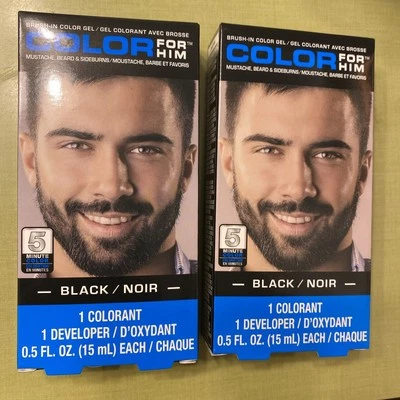 SET OF 2 Color For Him Mens Facial Hair Dye Black Mustache Beard Brush In - Image 1 of 4