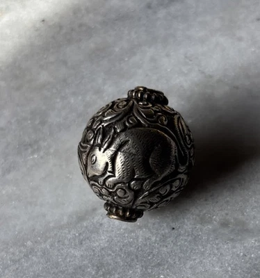 Tibetan Silver Repousse Bead Deer Design Handmade In Nepal 26x23mm CC748 - Image 1 of 3