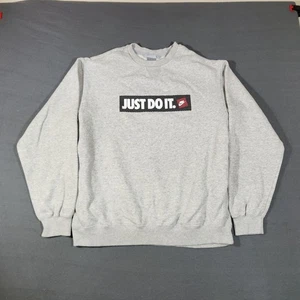Vintage Y2K Nike Sweatshirt Herren Größe 2XL grau Just Do It Rundhalsausschnitt silbernes Etikett - Bild 1 von 10